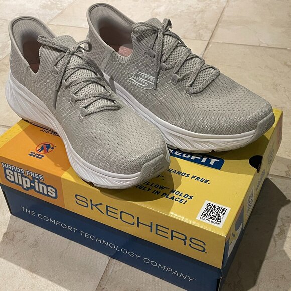 Women's Skechers Slip Ins Gray/Silver - Picture 1 of 3